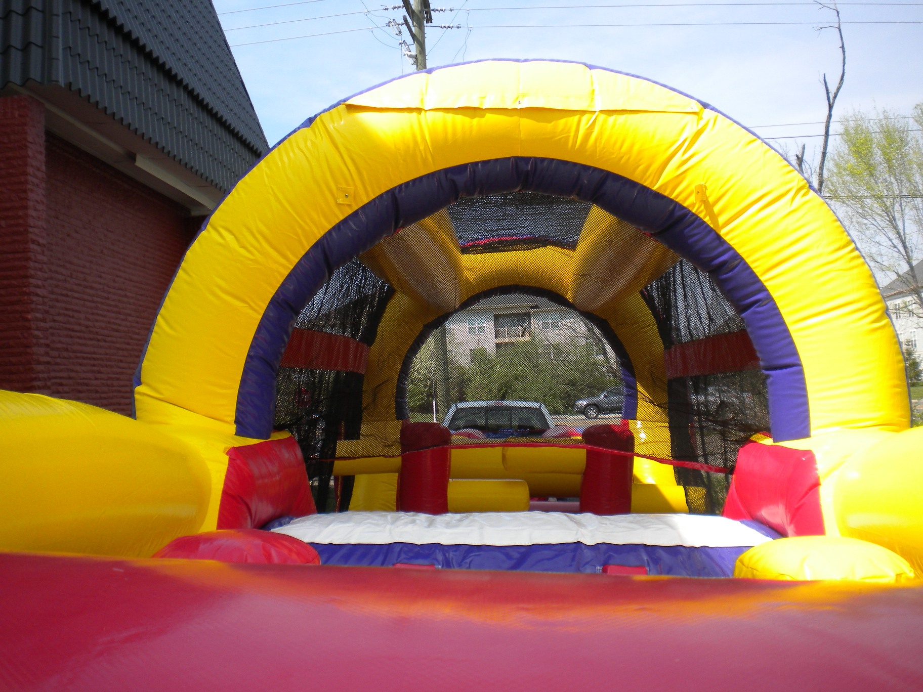 Front internal view of 40' Backyard Obstacle Challenge Inflatable Moonbounce